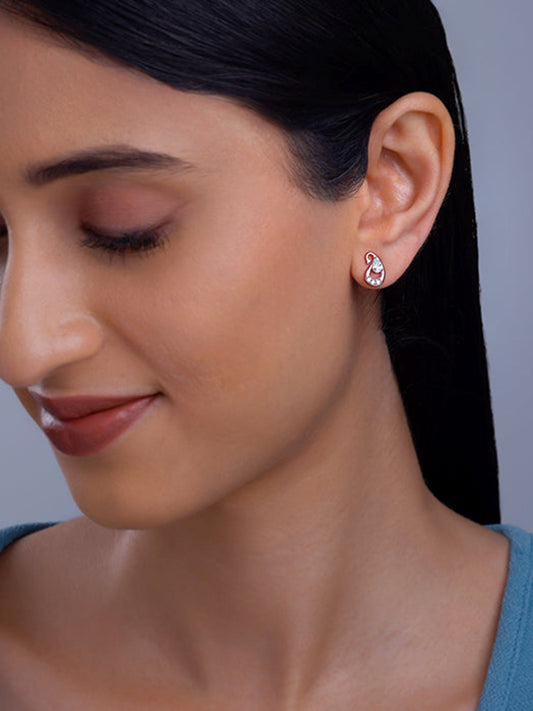 Rose Gold Paisley Love Earrings
