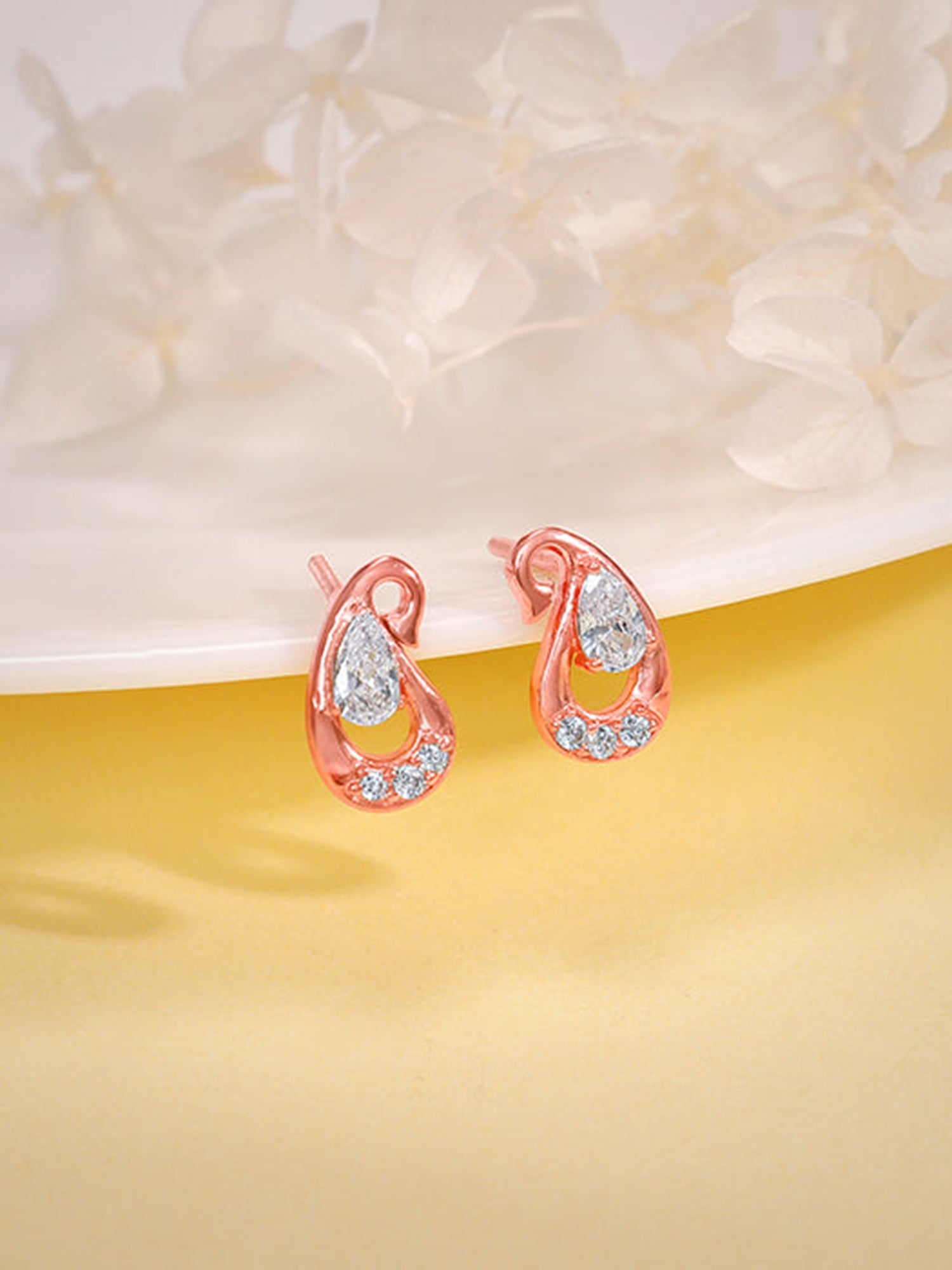 Rose Gold Paisley Love Earrings