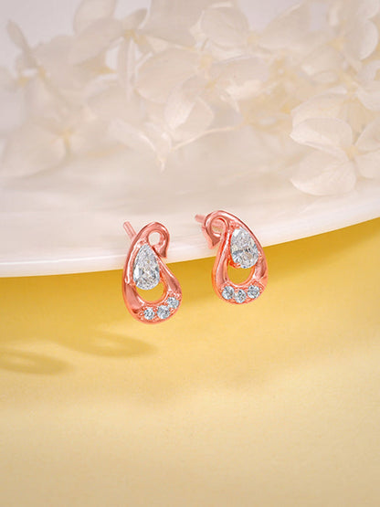 Rose Gold Paisley Love Earrings