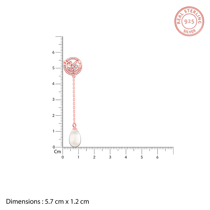 Rose Gold Peacock Climber Earrings with zircons and pearls.