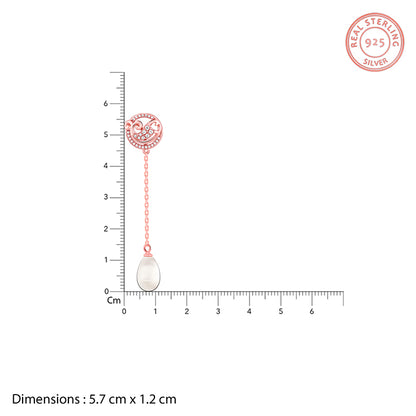 Rose Gold Peacock Climber Earrings with zircons and pearls.