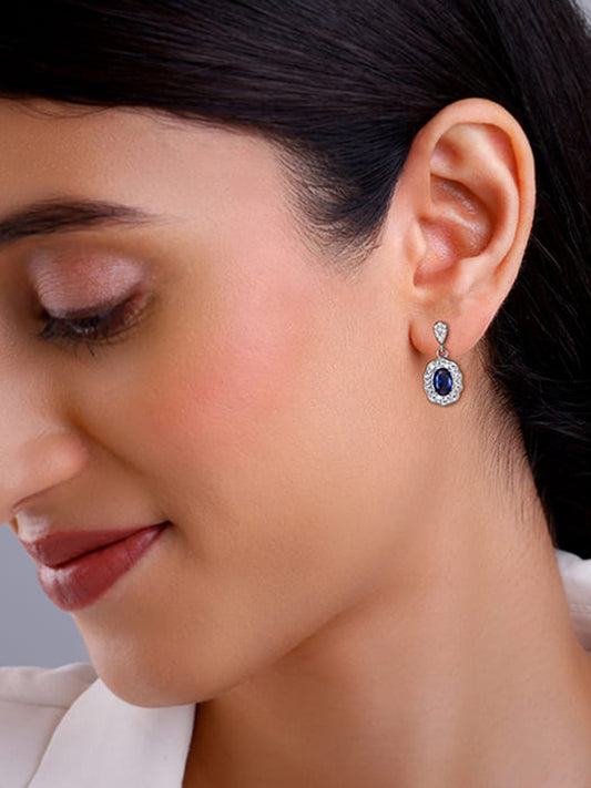 Silver Blue Floret Earrings