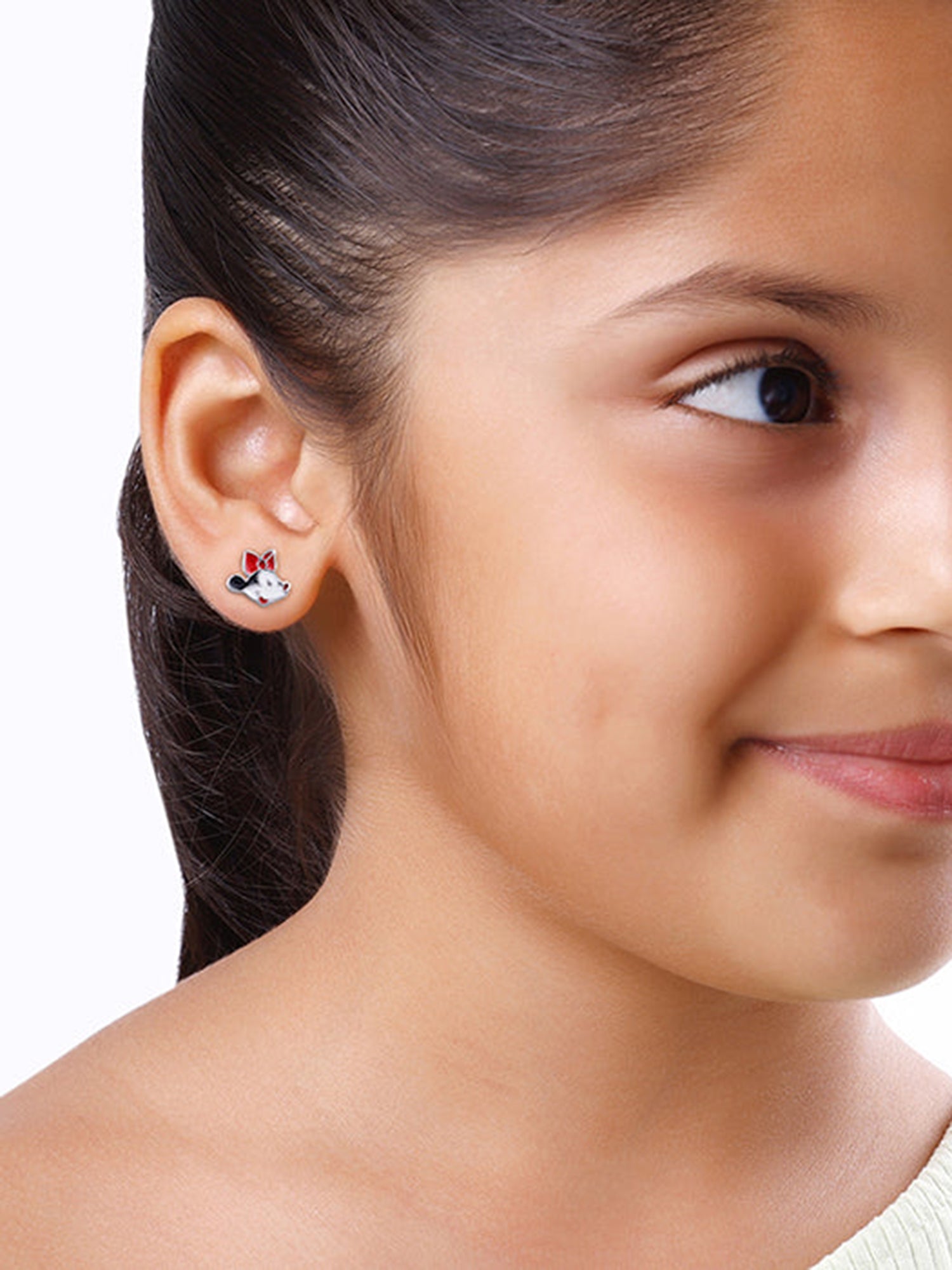 Silver Minnie Mouse Studs For Kids