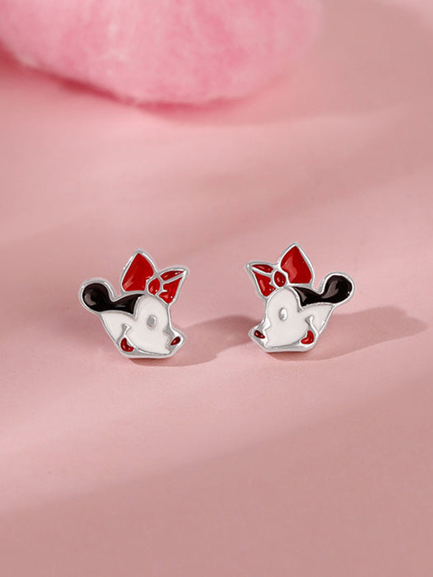 Silver Minnie Mouse Studs For Kids