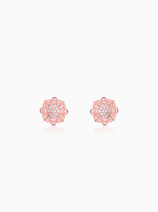 Rose Gold Bergenia Filigree Earrings