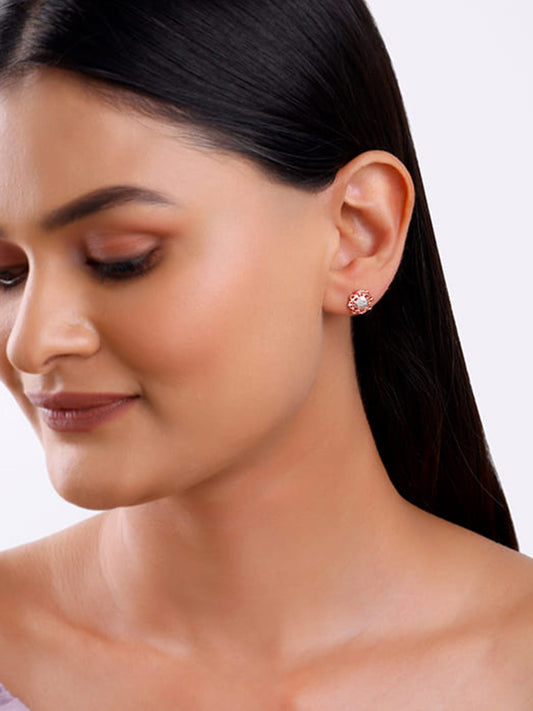 Rose Gold Bergenia Filigree Earrings