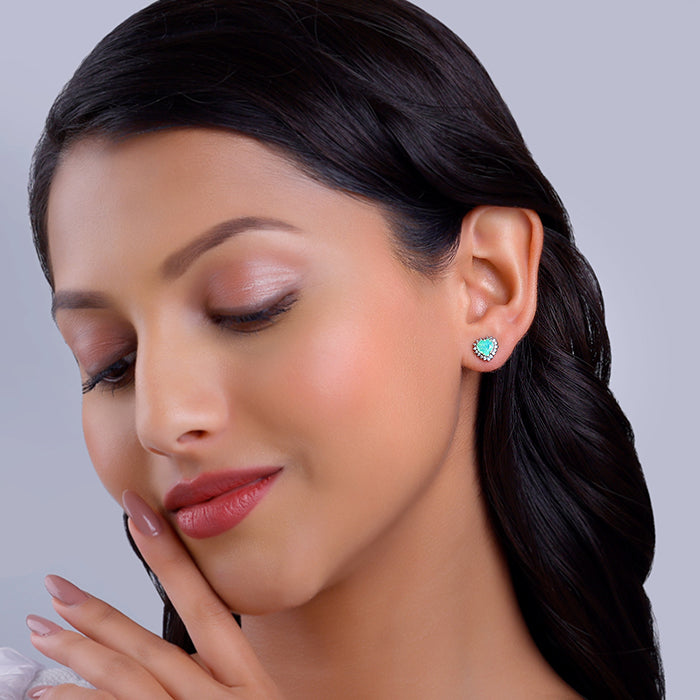 Silver Perfect Heart Studs - view 3