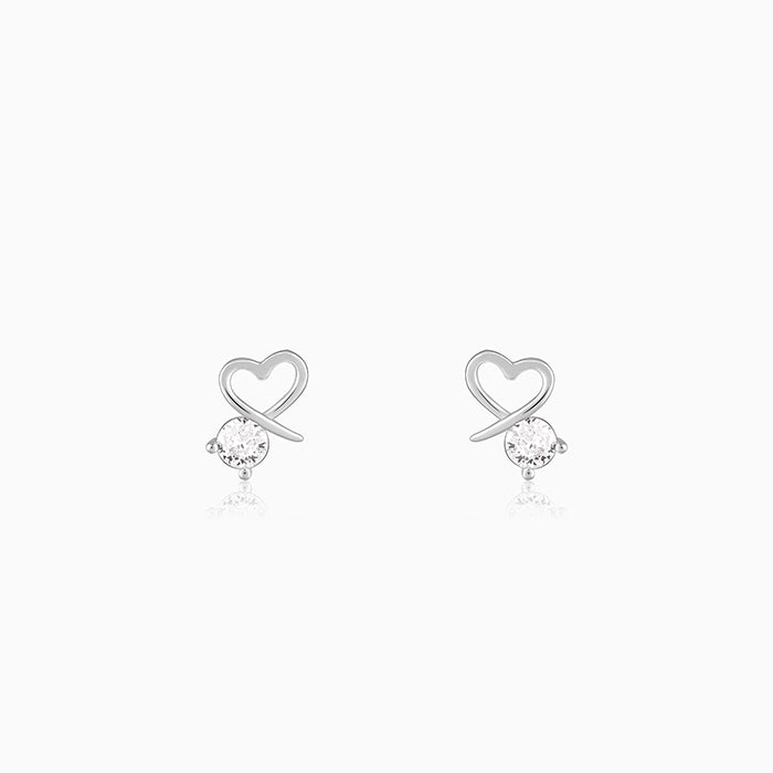 Silver Mini Heart Drop Earrings - Image 1