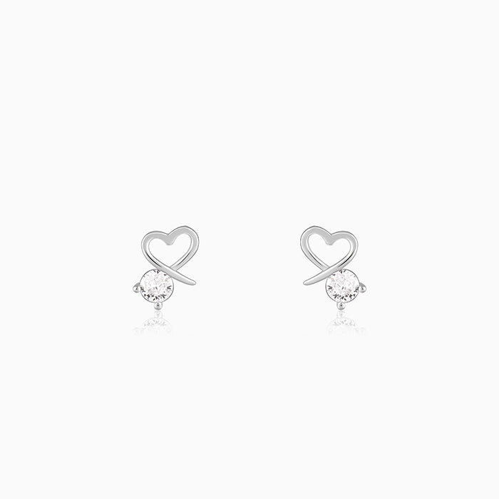 Silver Mini Heart Drop Earrings