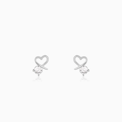Silver Mini Heart Drop Earrings