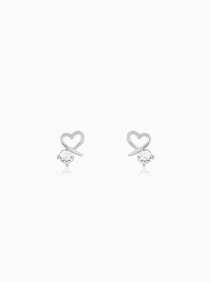 Silver Mini Heart Drop Earrings