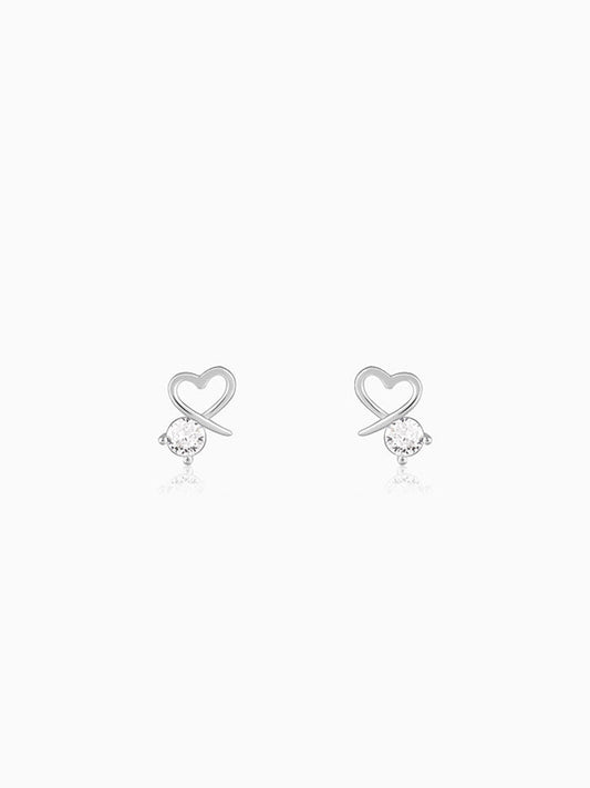 Silver Mini Heart Drop Earrings