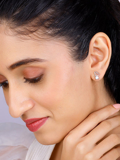 Silver Mini Heart Drop Earrings