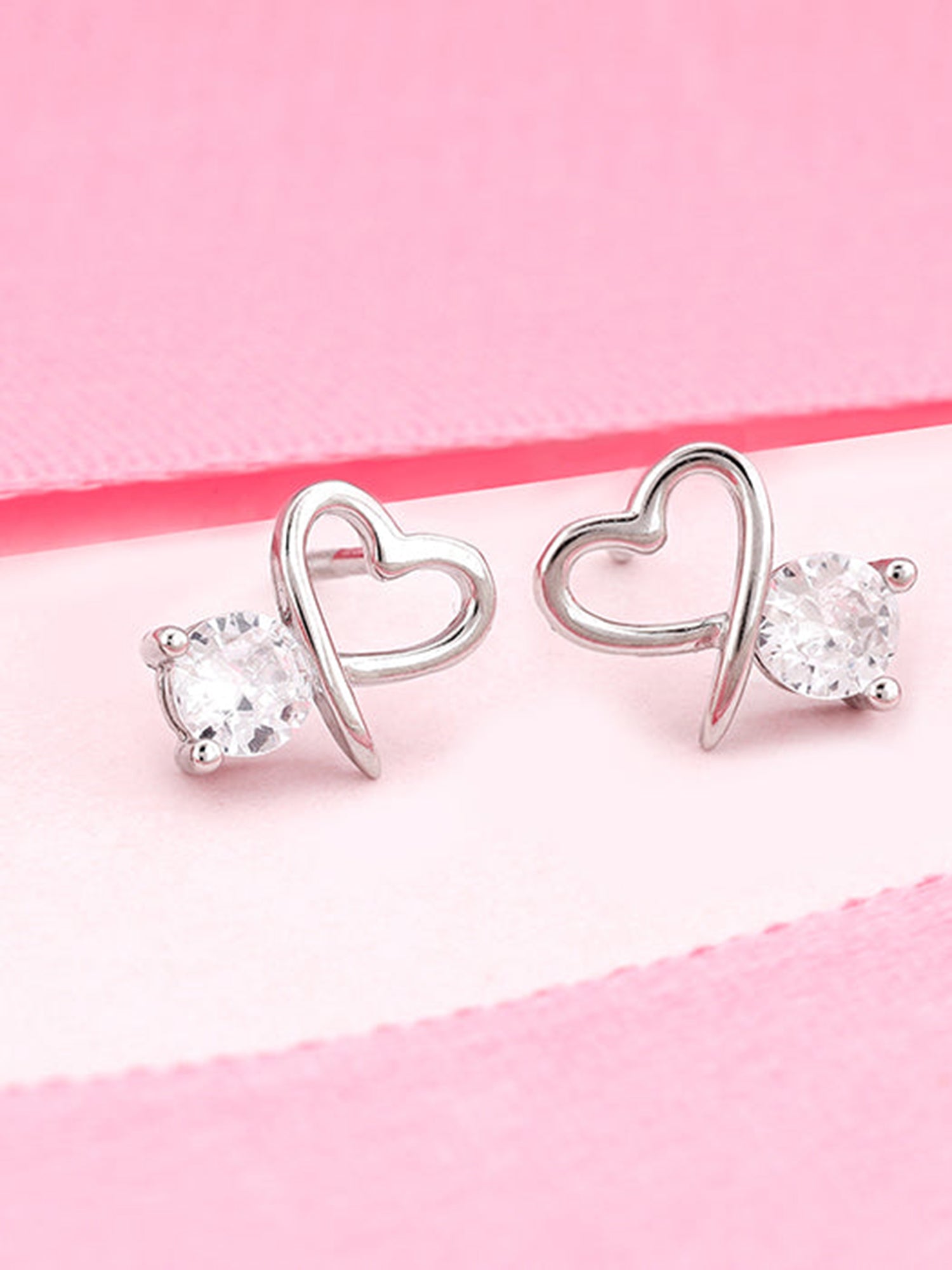 Silver Mini Heart Drop Earrings