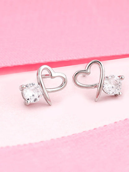 Silver Mini Heart Drop Earrings