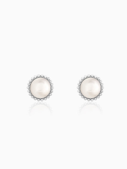 Silver Glossy Pearl Studs