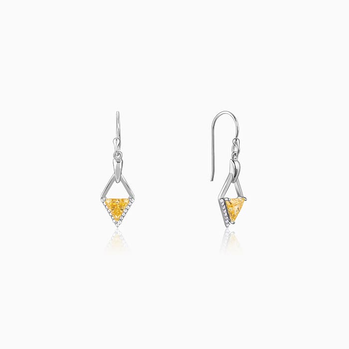 Silver Yellow Prism Earrings - Image 1