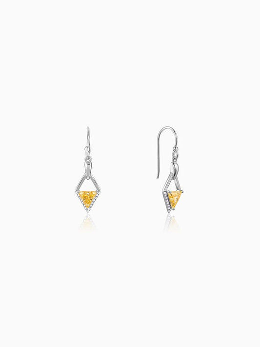 Silver Yellow Prism Earrings