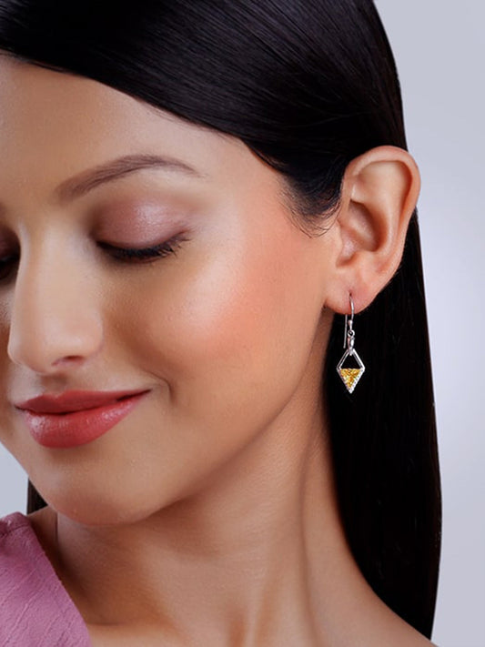 Silver Yellow Prism Earrings