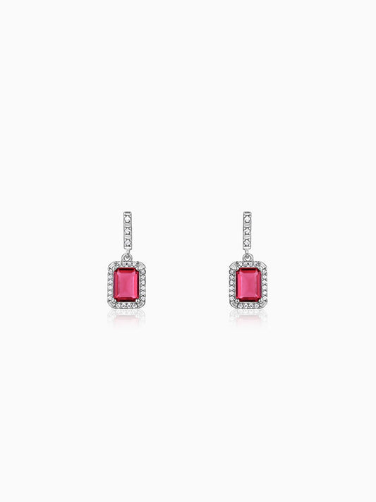 Silver Dreamy Red Earrings