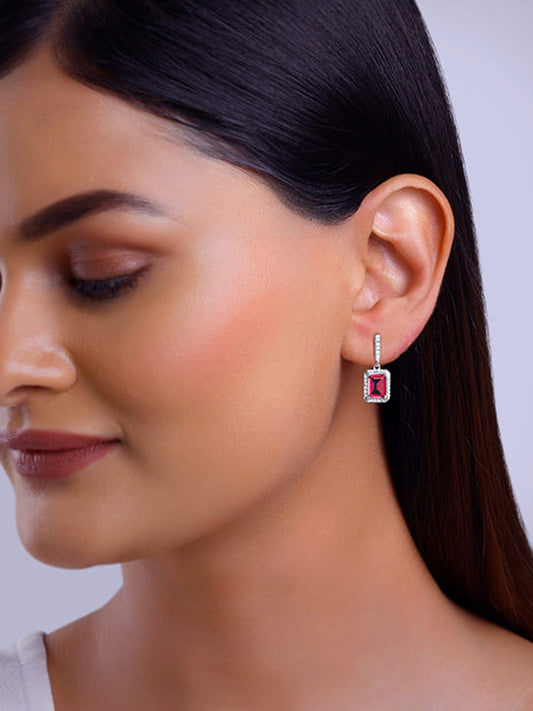 Silver Dreamy Red Earrings