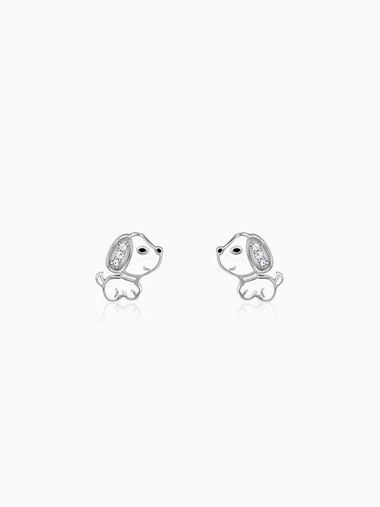 Silver Cute Puppy Kids Earrings Studs