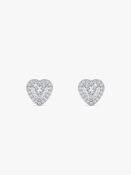 Silver Shimmer Heart Stud Earrings