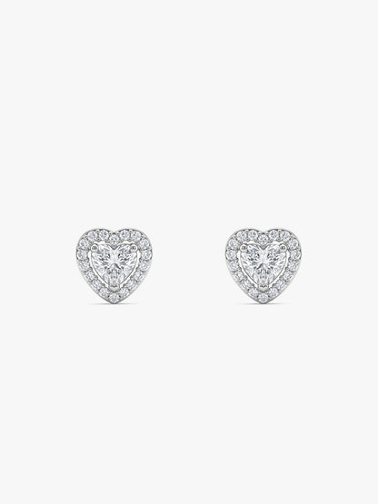 Silver Shimmer Heart Stud Earrings