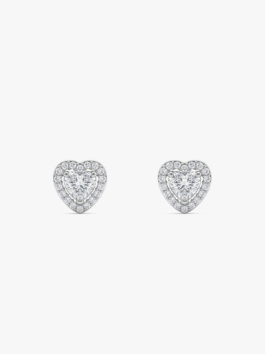 Silver Shimmer Heart Stud Earrings