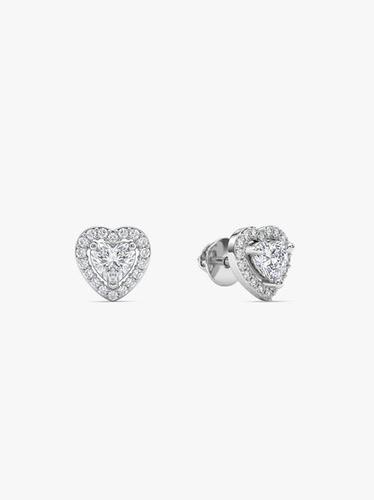 Silver Shimmer Heart Stud Earrings