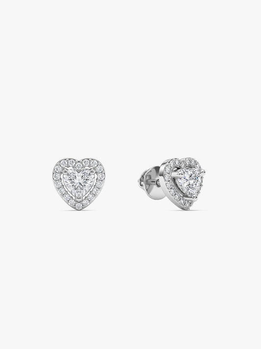 Silver Shimmer Heart Stud Earrings