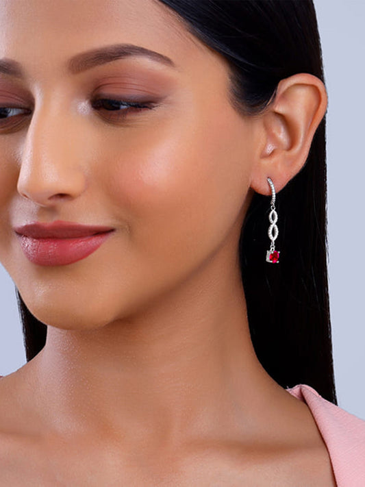 Silver Red Rebe Earrings