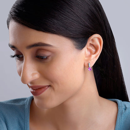 Silver Pink Glam Earrings