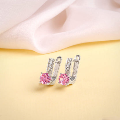 Silver Pink Glam Earrings