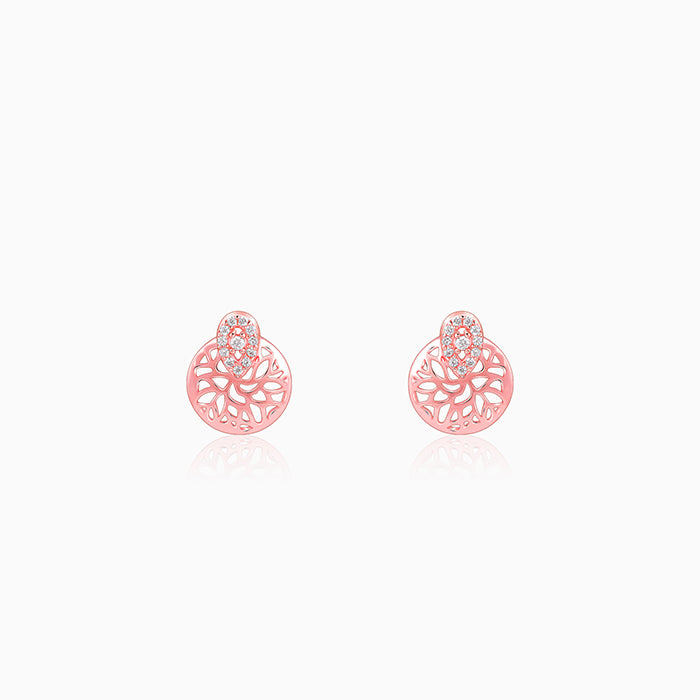 Rose Gold Circular Drop Filigree Earrings - Image 1
