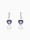 Silver Ornate Purple Heart Earrings
