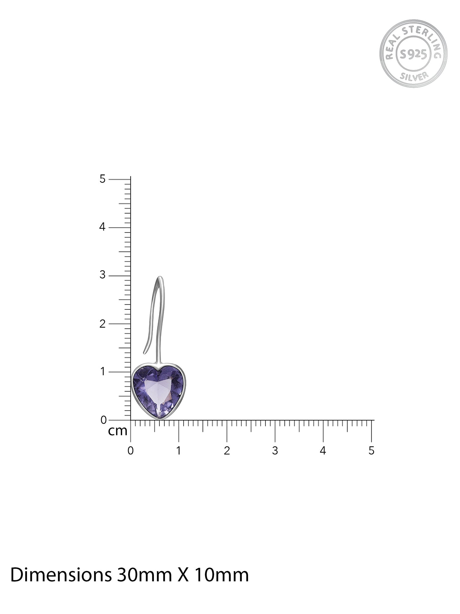 Silver Ornate Purple Heart Earrings