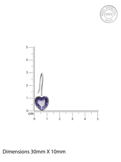 Silver Ornate Purple Heart Earrings