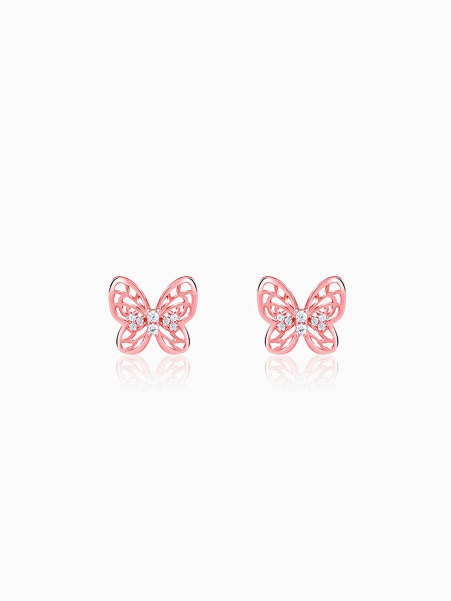 Rose Gold Butterfly Filigree Earrings