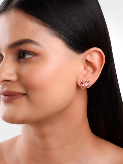 Rose Gold Butterfly Filigree Earrings
