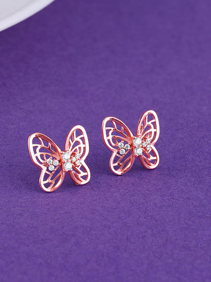 Rose Gold Butterfly Filigree Earrings