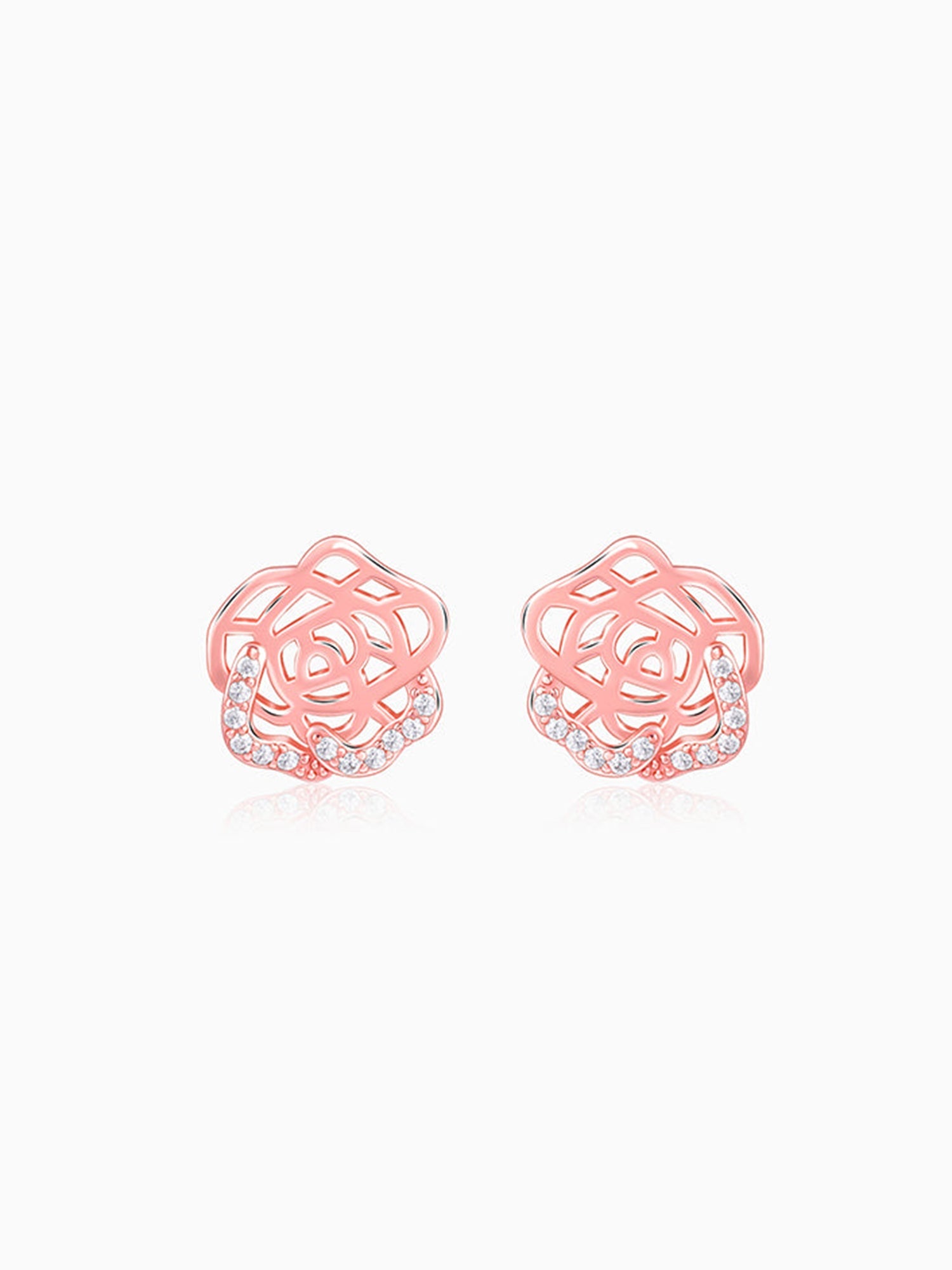 Rose Gold Rosette Filigree Earrings