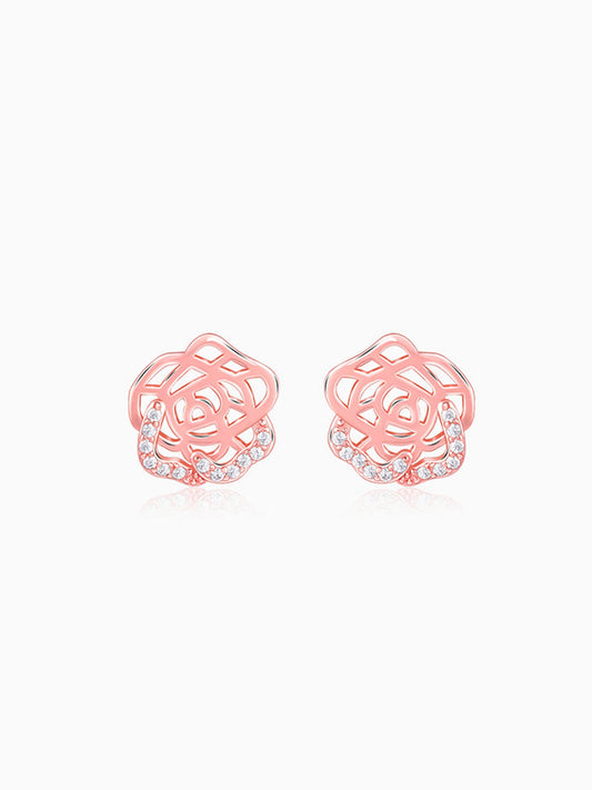 Rose Gold Rosette Filigree Earrings
