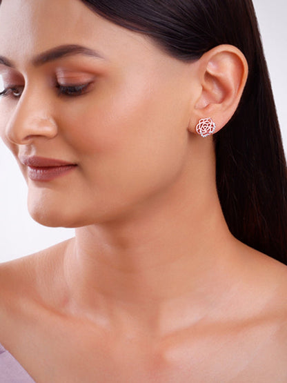 Rose Gold Rosette Filigree Earrings