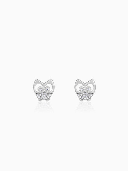 Anushka Sharma Silver Sparkling Owl Earrings