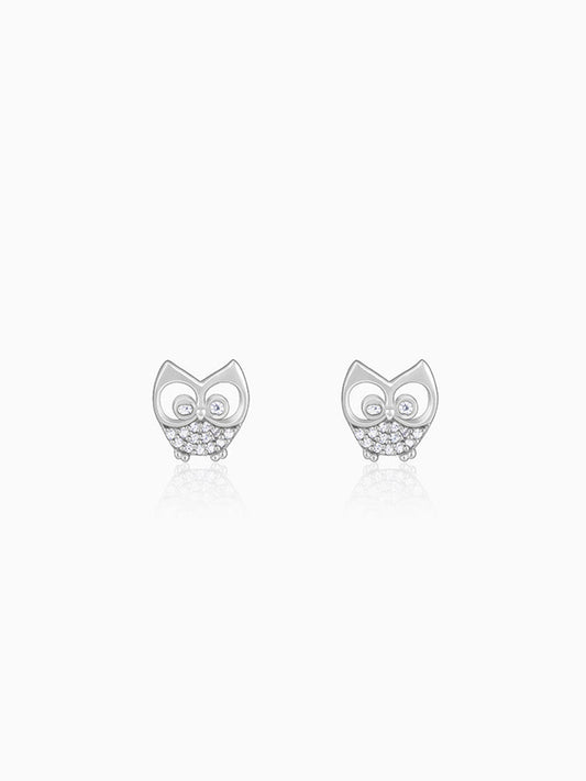 Anushka Sharma Silver Sparkling Owl Earrings