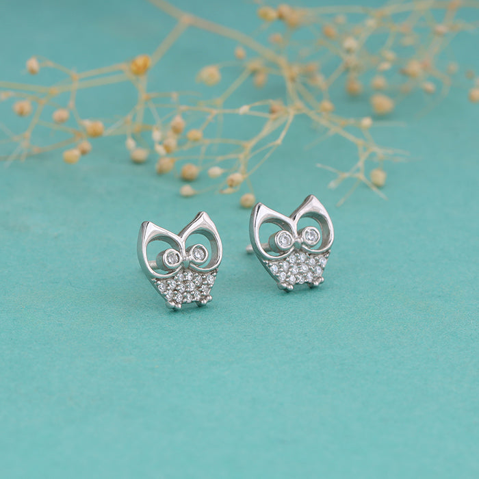 Anushka Sharma Silver Sparkling Owl Earrings