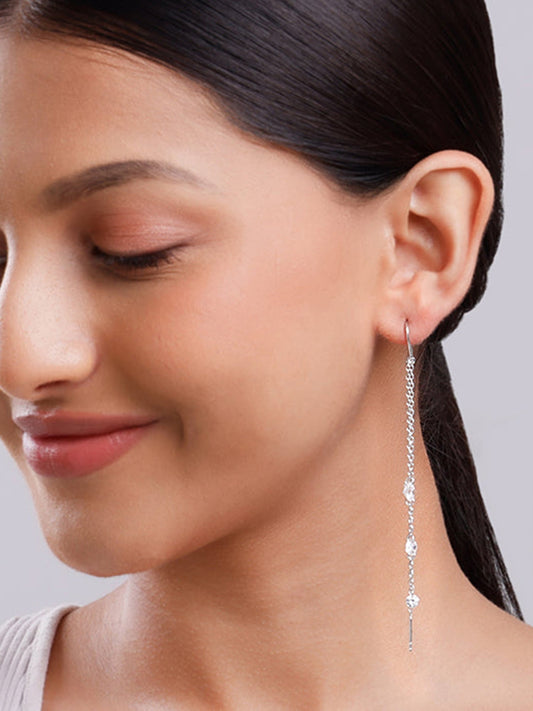 Silver Sparkling Sui Dhaga Earrings