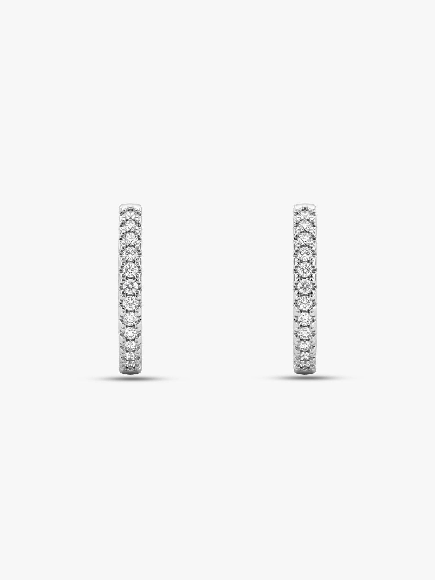 Silver Zircon Twinkling Hoop Earrings