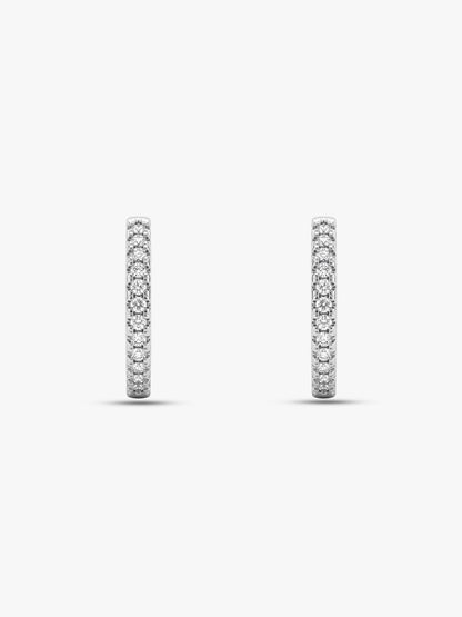 Silver Zircon Twinkling Hoop Earrings